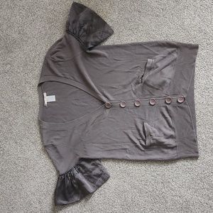 Nanette Lepore Gray Cardigan, Silk Sleeves